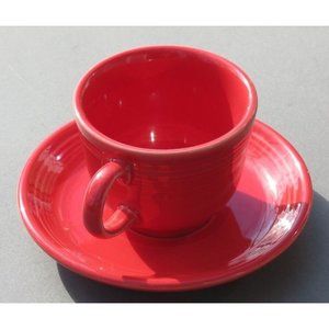 Red FiestaWare Coffee Mug Tea Cup and Saucer